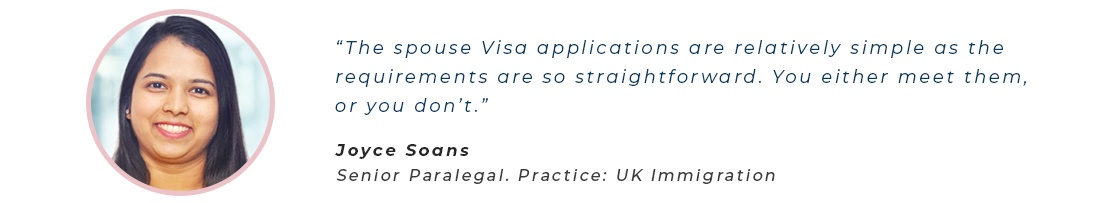 Joyce Soans on UK Spouse Visa Bangalore