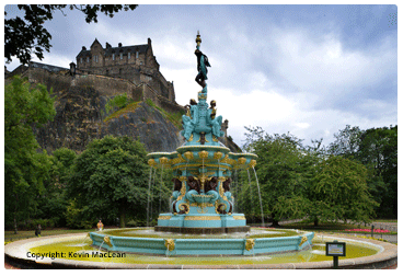 Ross Fountain and Edinburgh Castle